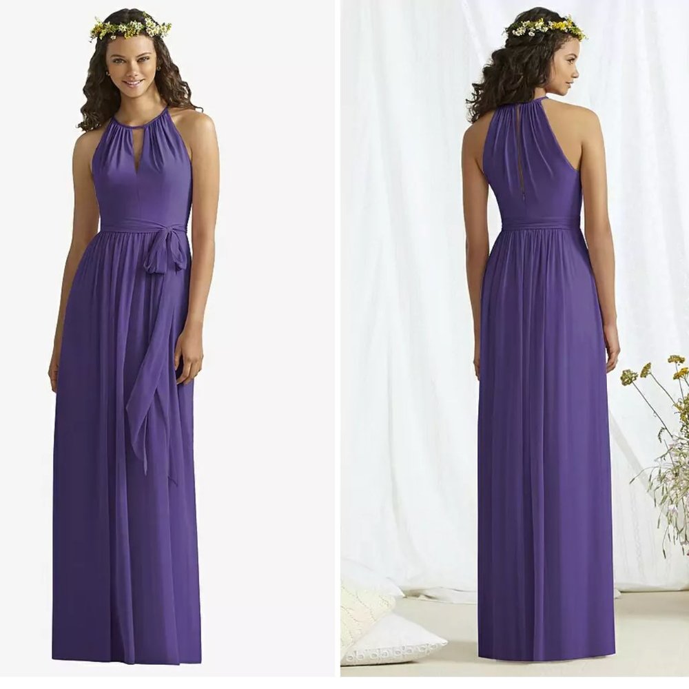 After Six, size 12, color regalia - jersey bodice, chiffon skirt, with sash